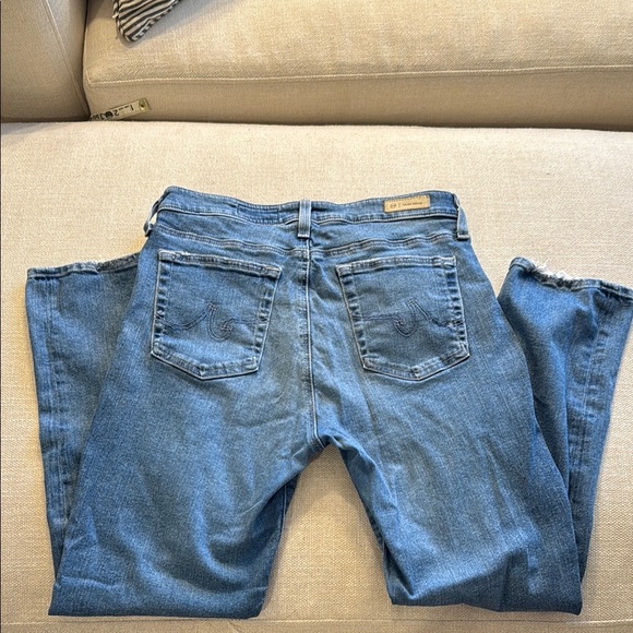 AG Blue Denim Jeans Distressed Mari Crop Slim Straight size 30 - Picture 8 of 11
